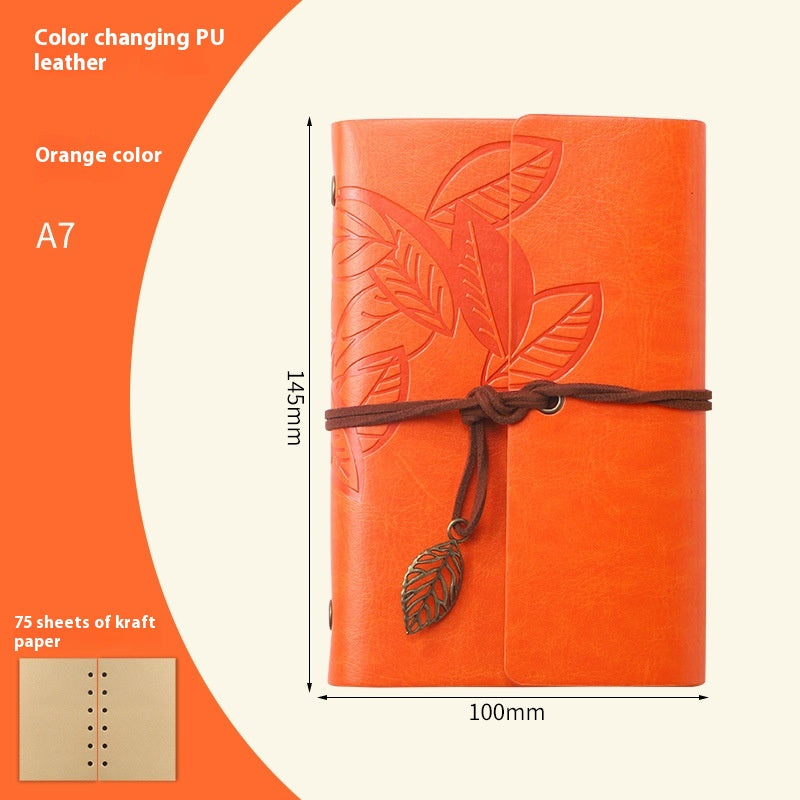 Vintage Travel Notebook - Loose Leaf Diary with Imitation Leather Cover
