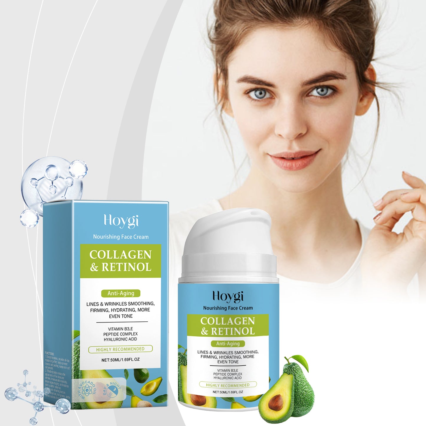 Collagen Facial Moisturizer with Hyaluronic Acid & Avocado Oil - 50ml