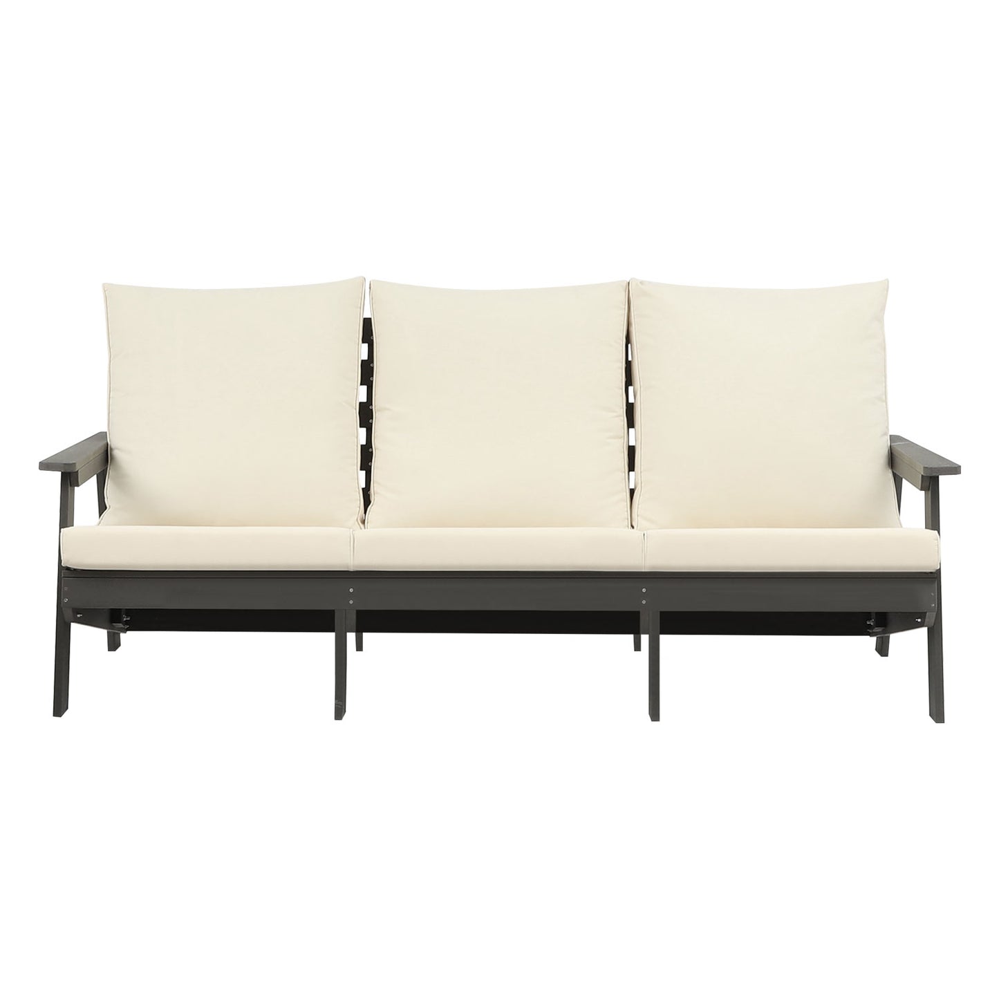 3 Seater Outdoor Sofa with Cushion - Grey Beige Garden Seating