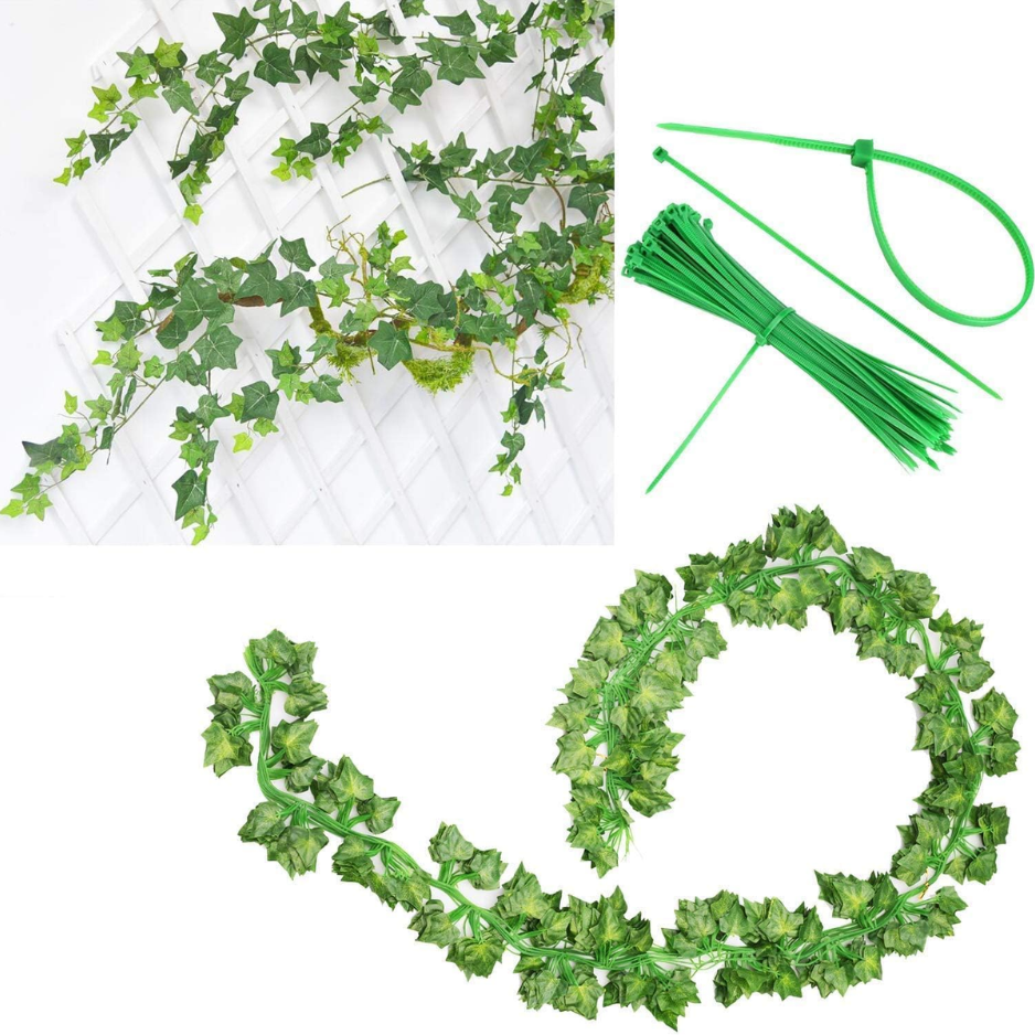 12 Pack Artificial Ivy Vines for Room Decor - Green
