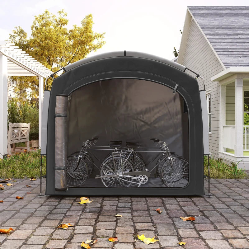Portable Waterproof Bike Storage Tent for 3-4 Bicycles - Black Garden Shed
