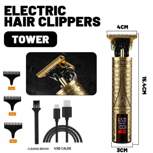Professional Cordless Hair Clipper & Beard Trimmer - Rechargeable Metal Body