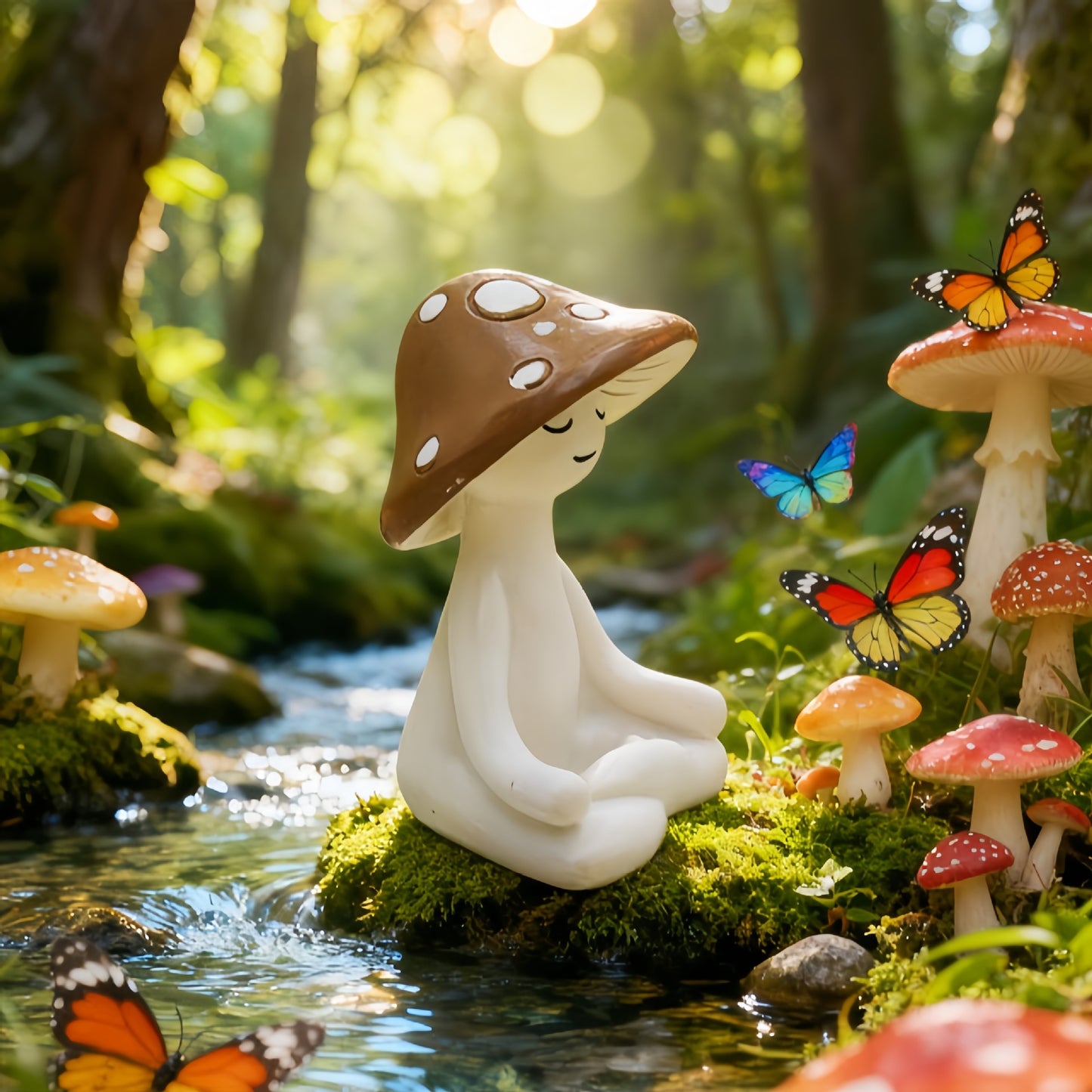 Meditation Mushroom Ornament - Modern Resin Home Decor for Living Room & Outdoors