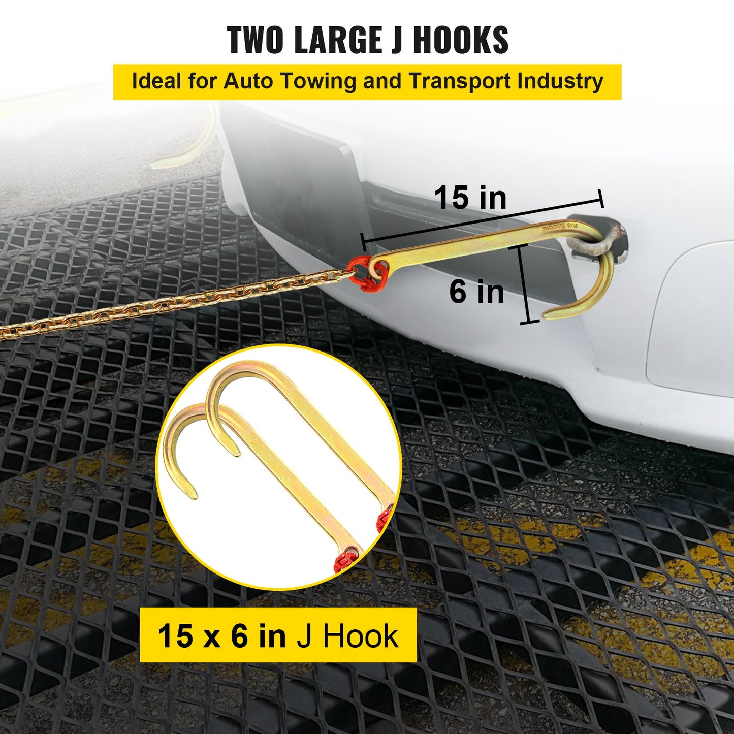 Heavy-Duty 5/16 In X 10 Ft G80 Tow Chain with 2 Hooks – Alloy Steel Towing Chain