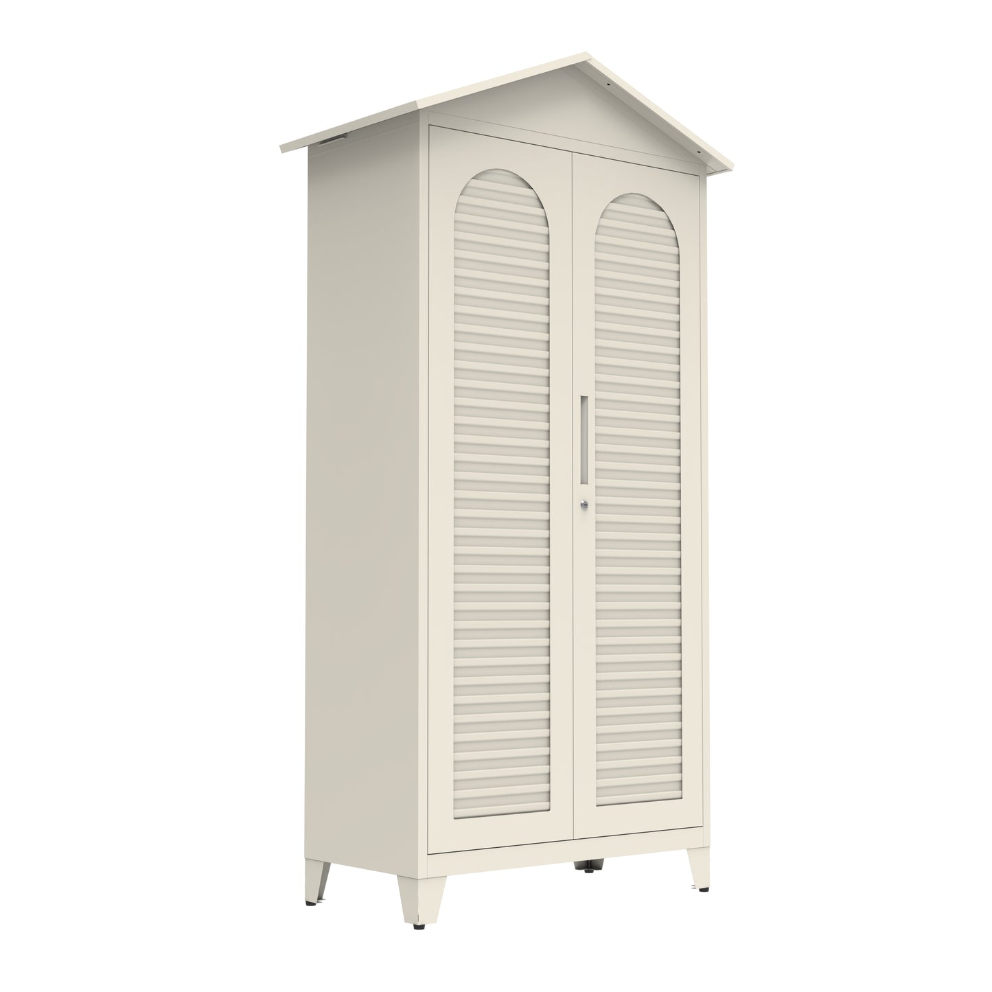 79-Inch Tall Metal Tool Storage Cabinet - Beige Steel Organizer