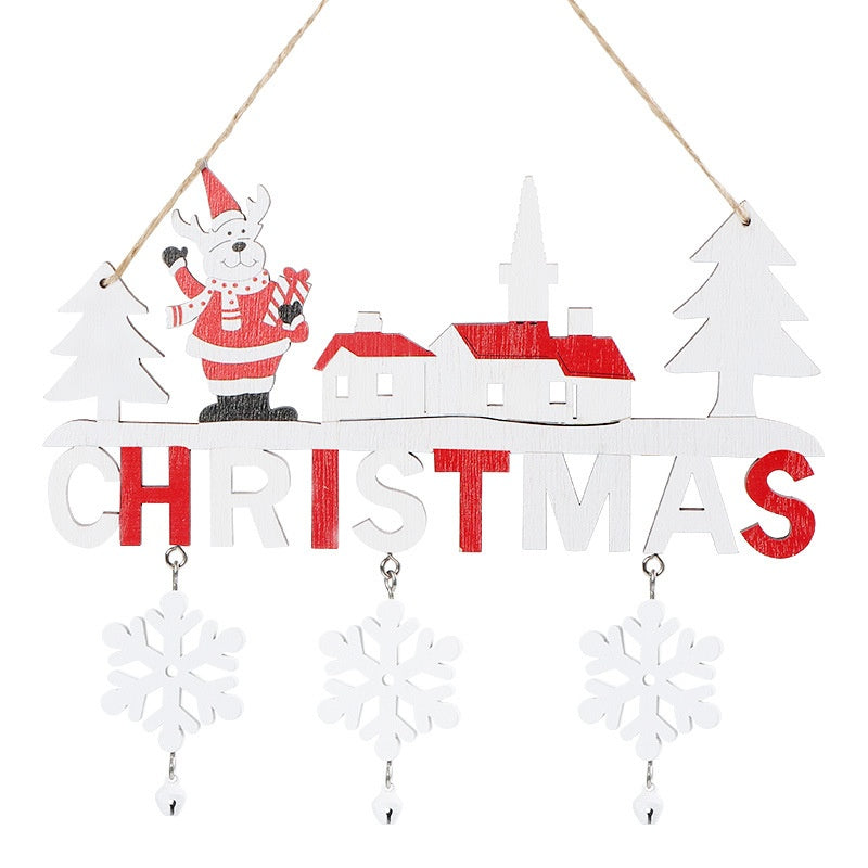 Christmas Wooden Hang Santa Snowman Reindeer Ornaments Decorations