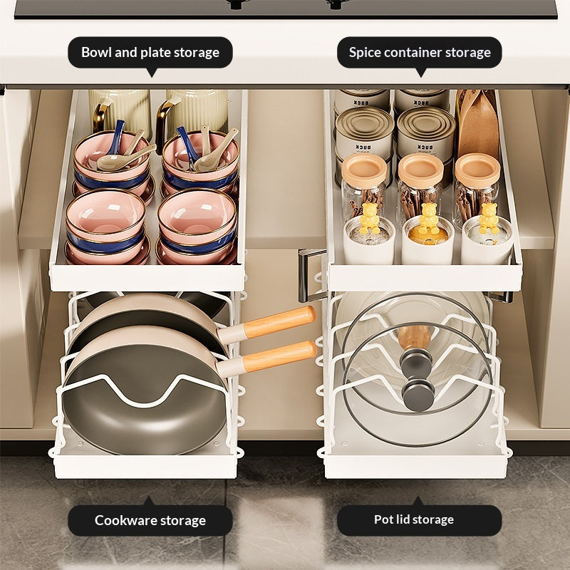 Adjustable Kitchen Storage Rack - Multi-Color Space Saver for Cabinets and Counters