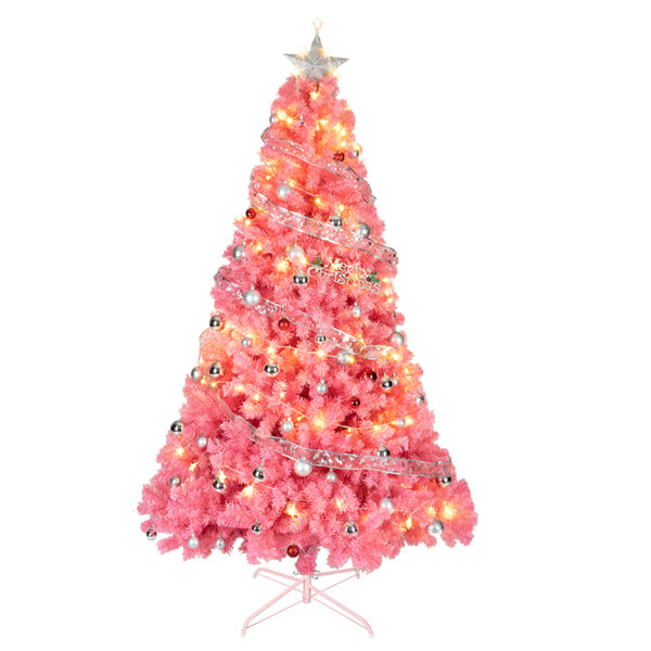 6ft Pink PVC Christmas Tree - Lush Holiday Decoration