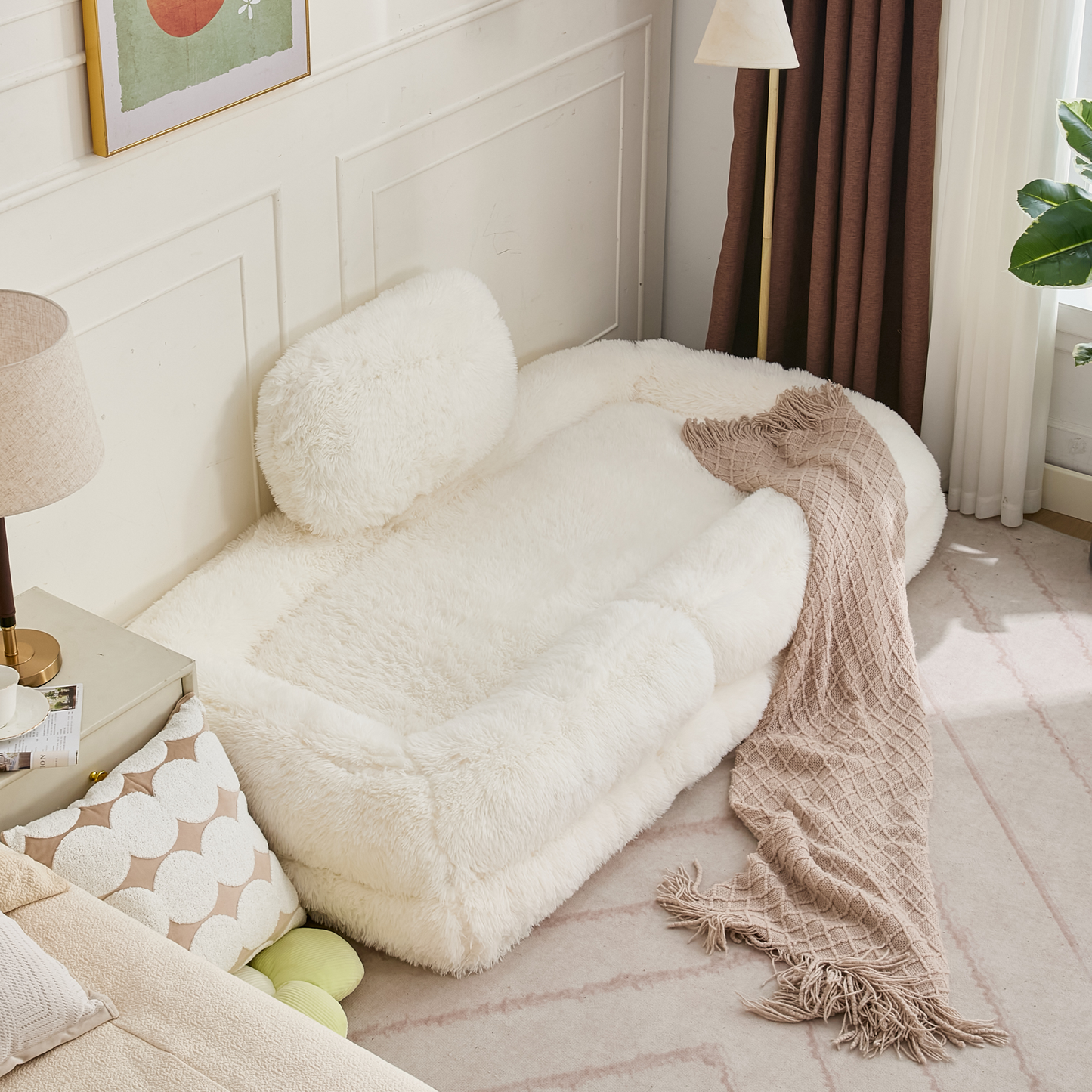 5-Position Adjustable Human Dog Bed & Lazy Sofa - Beige