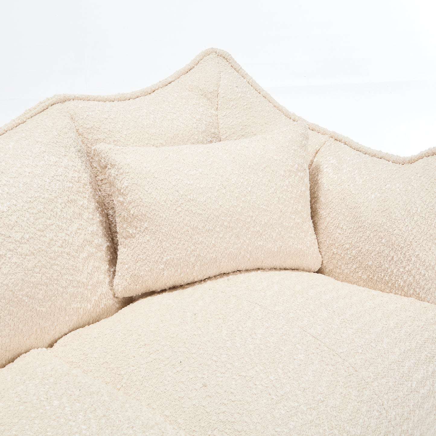Soft Chenille Beanbag Chair for Two - Beige Recliner Sofa