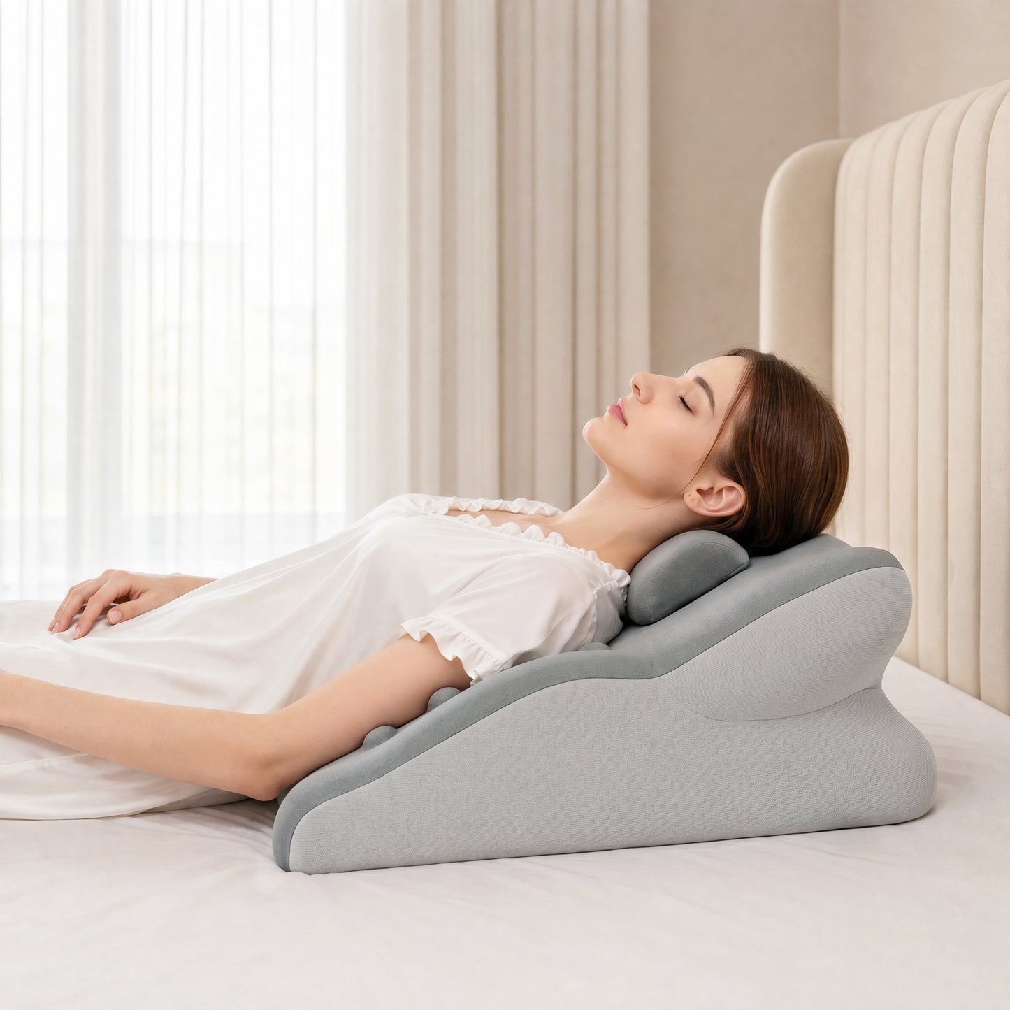 Ergonomic Memory Foam Support Pillow for Couples - Grey