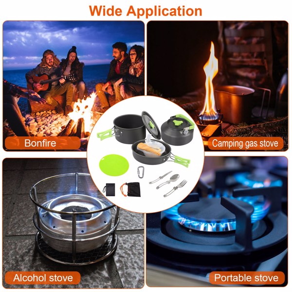 16-Piece Camping Cookware Set - Lightweight Outdoor Cooking