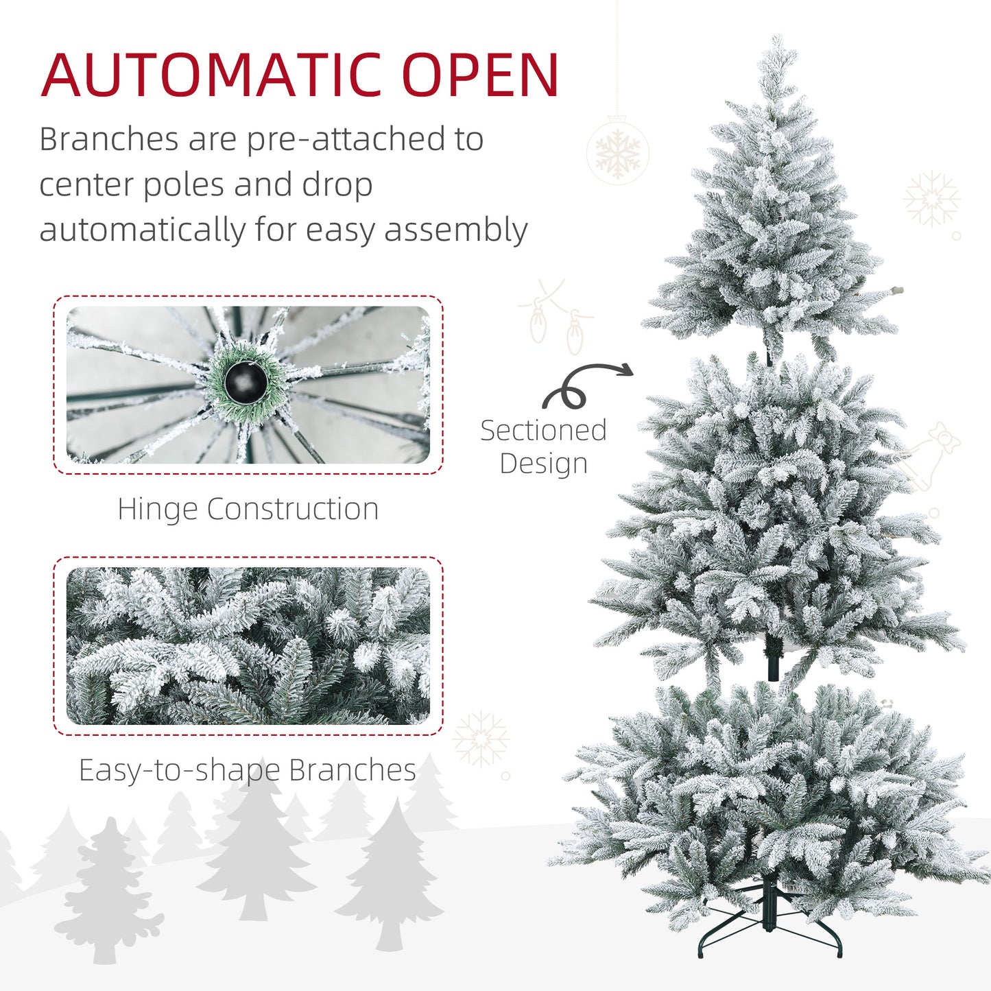 7ft Snow Flocked Artificial Christmas Tree with 1401 Tips