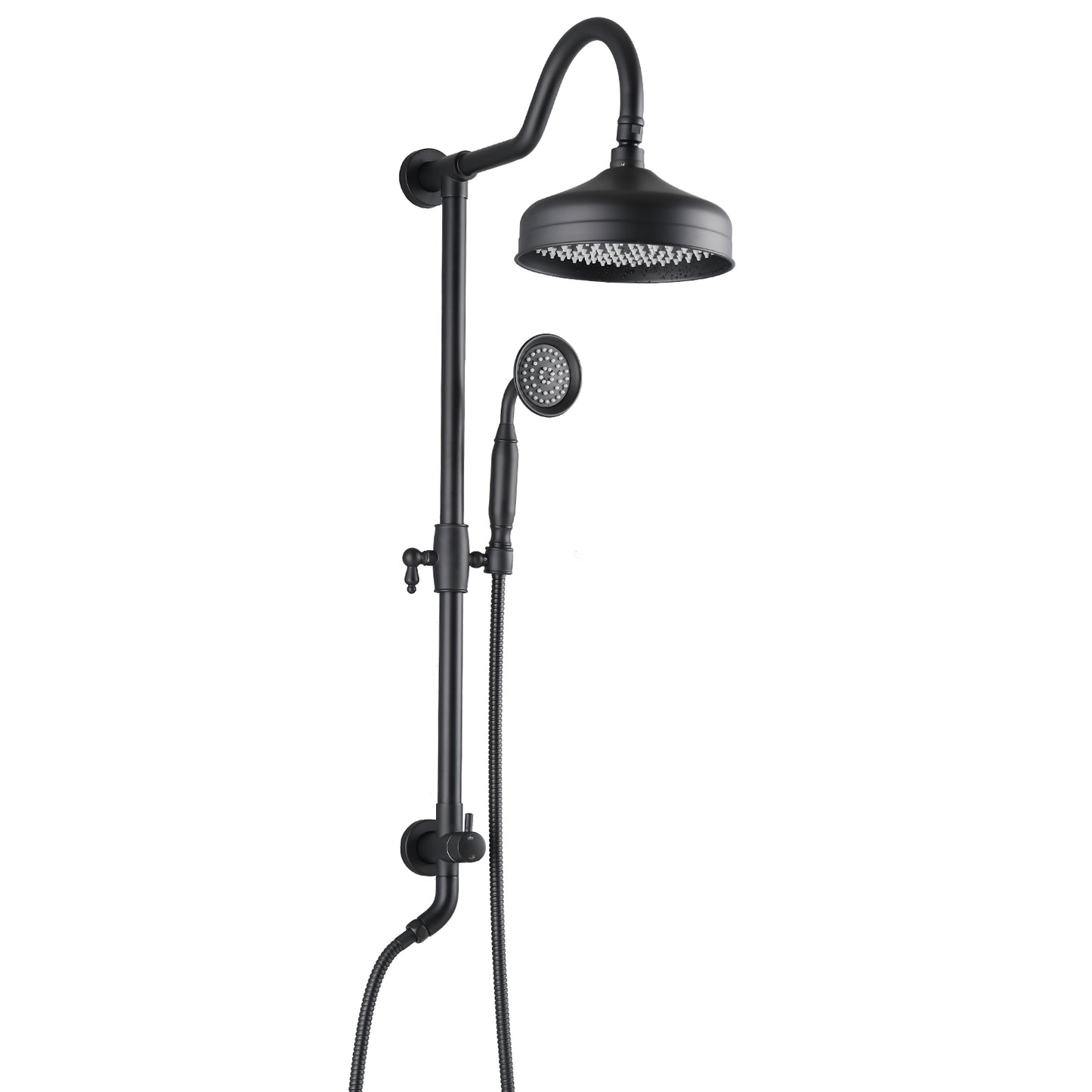 8-Inch Rain Shower Combo System with Hand Shower - Matte Black