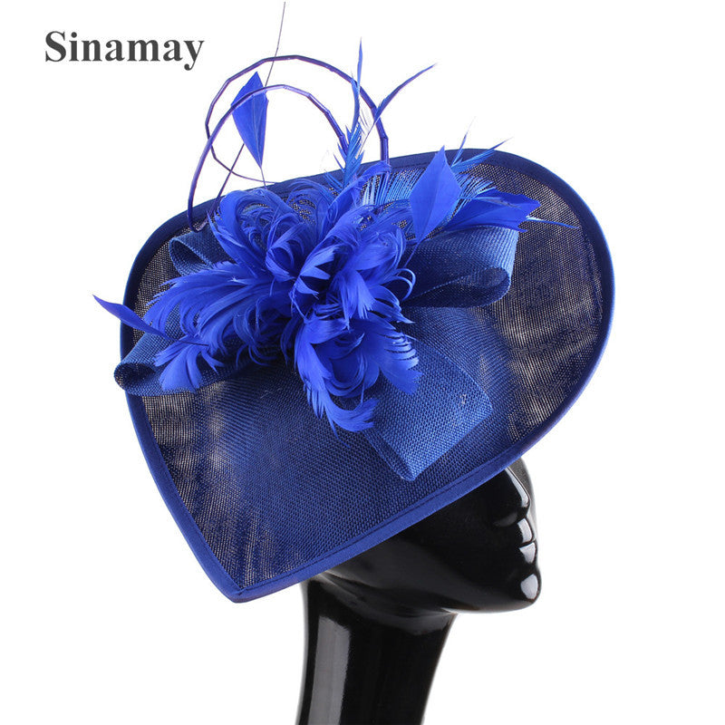 Dome Top Hat with Feathers - Women's Hair Clip