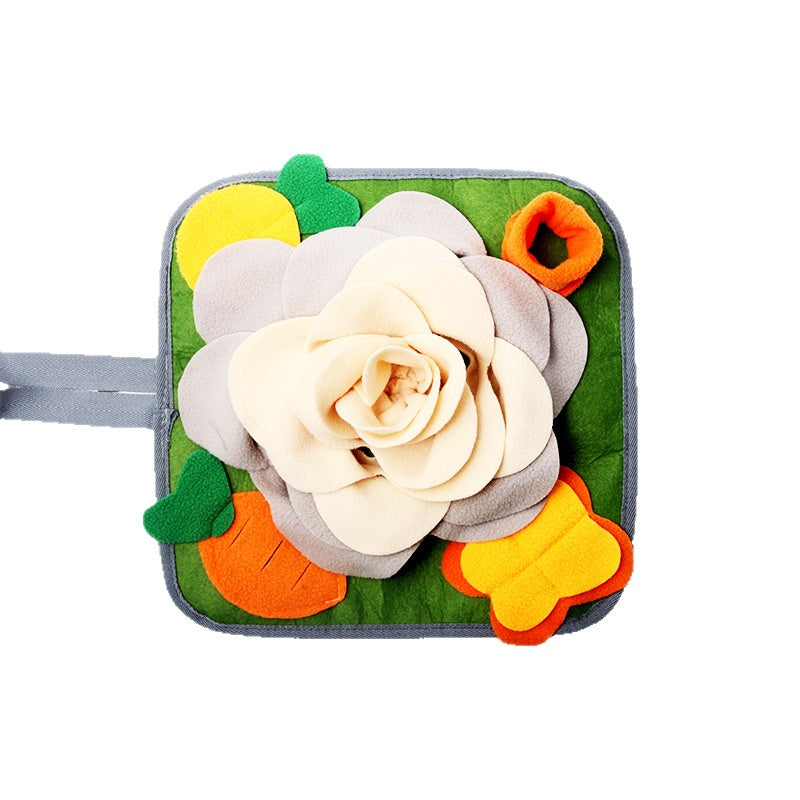 Pet Sniffing and Feeding Pad with Floral Pattern - Beige Gray