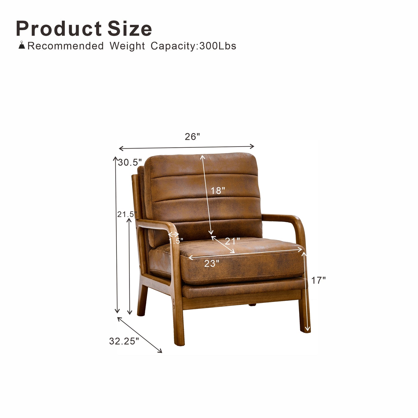 Mid-Century Modern Wood Armchair with Foil Fabric - Light Brown