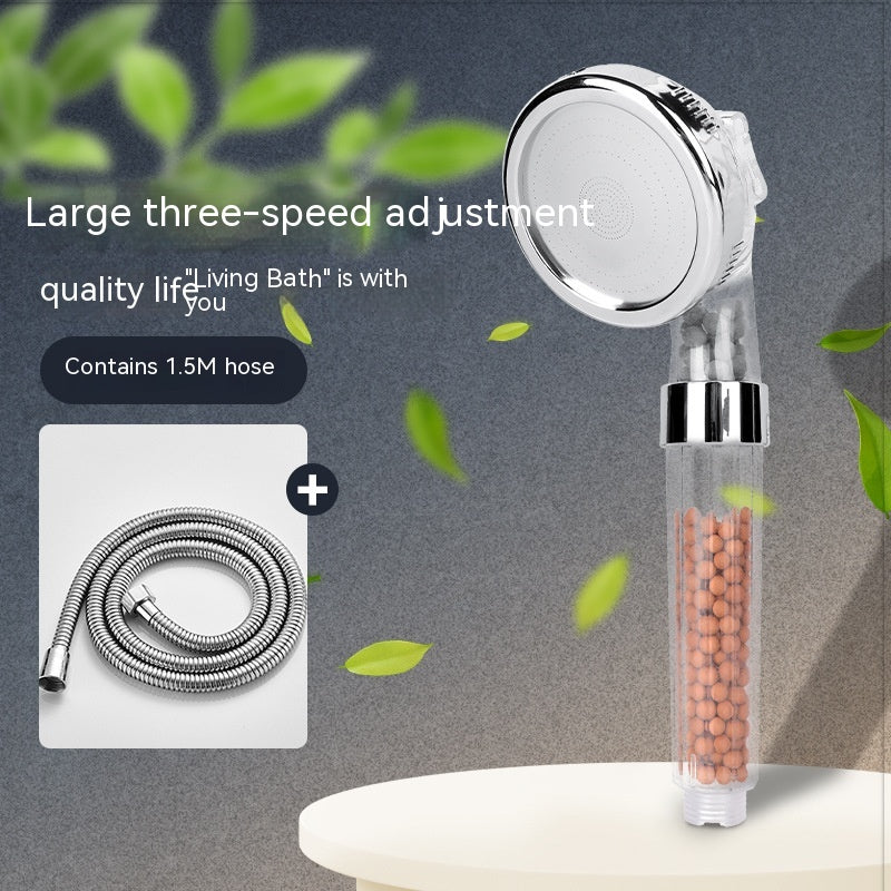 Three-Speed Anion Supercharged Shower Head Nozzle - Adjustable Bathroom Faucet