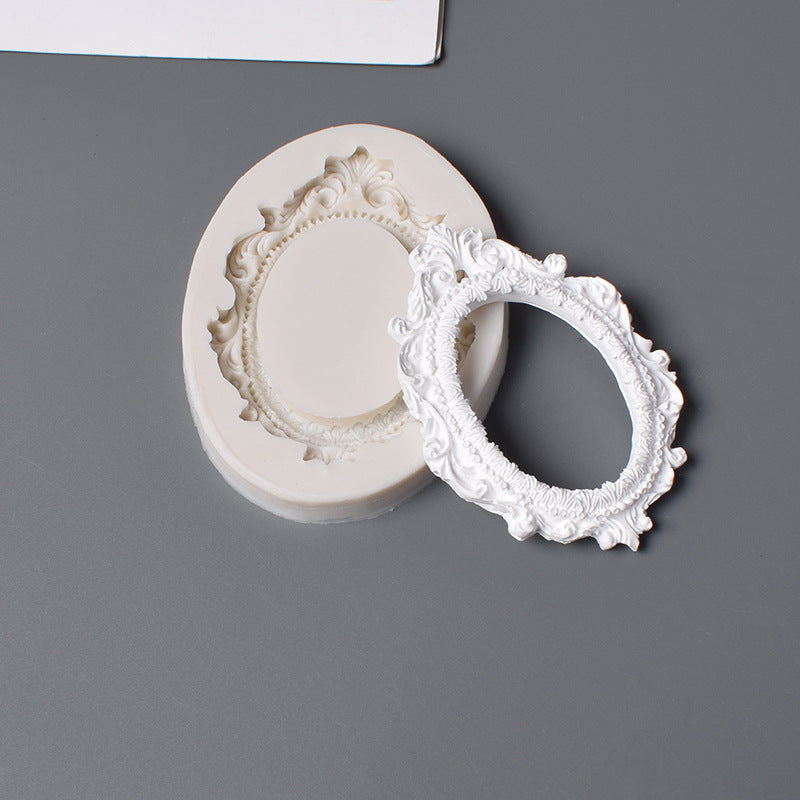 European-Style Carved Photo Frame Mold Large Oval Silicone Frame