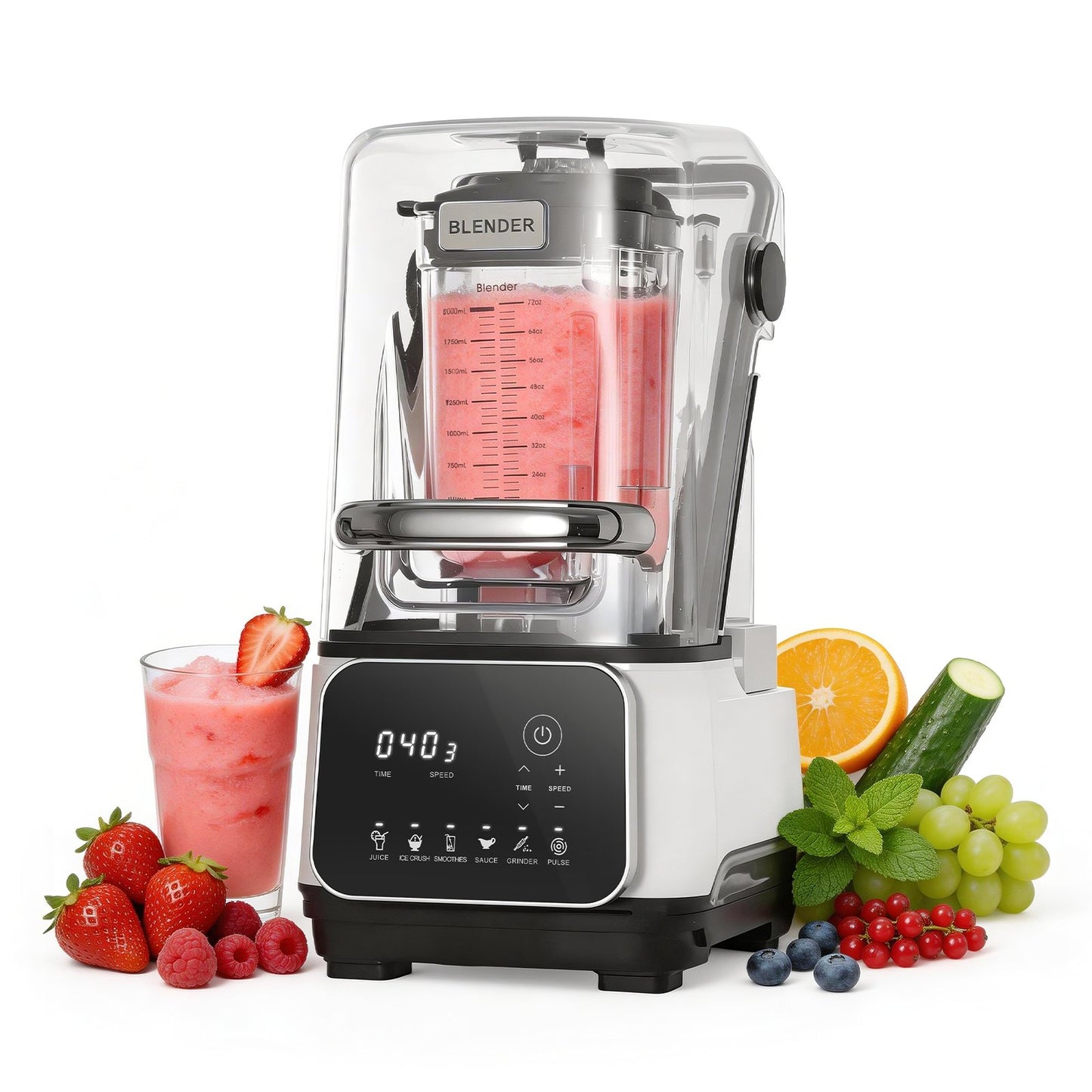 68 Oz Commercial Countertop Blender with 2200W Power, Speed Settings & Self-Cleaning