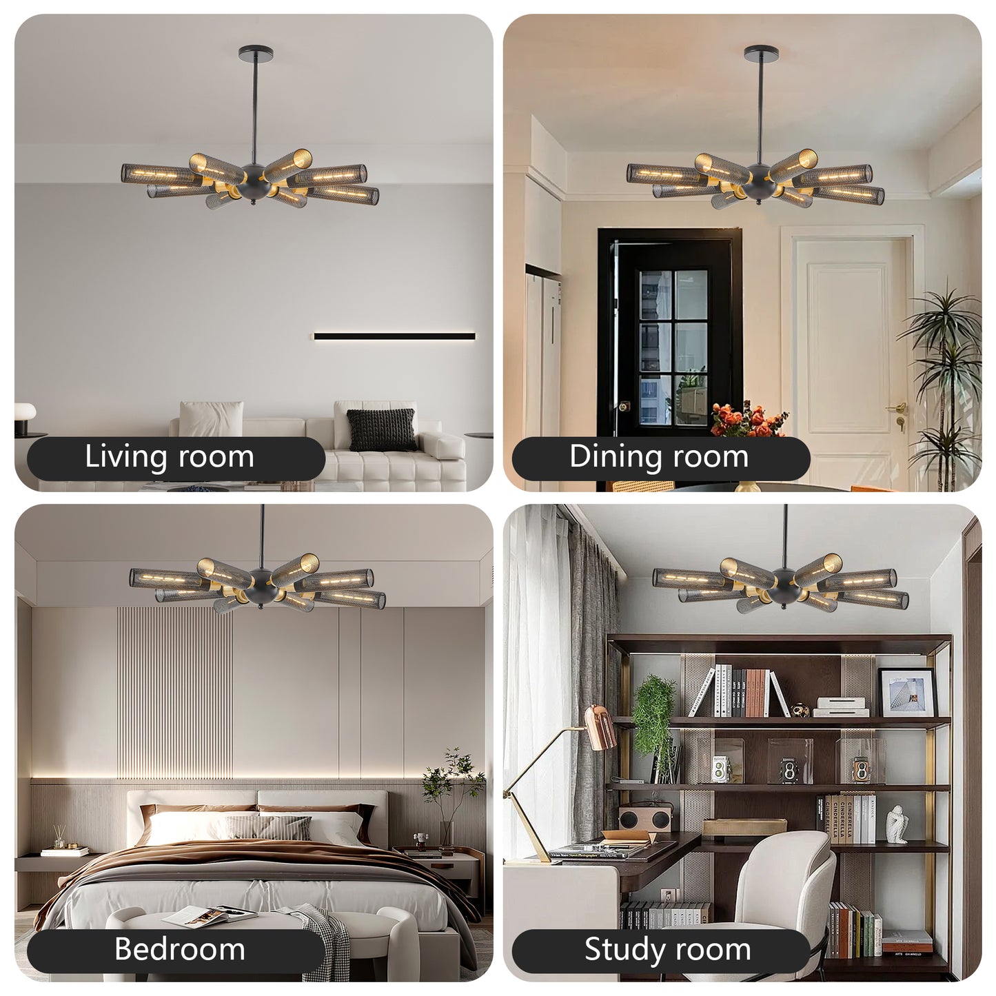 Modern Industrial Sputnik Chandelier - 8-Light Pendant Light