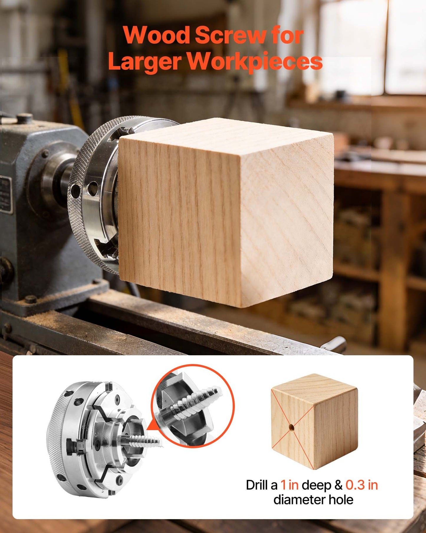 4 Inch Wood Lathe Chuck, 4-Jaw, Self-Centering Turning Chuck Set With
