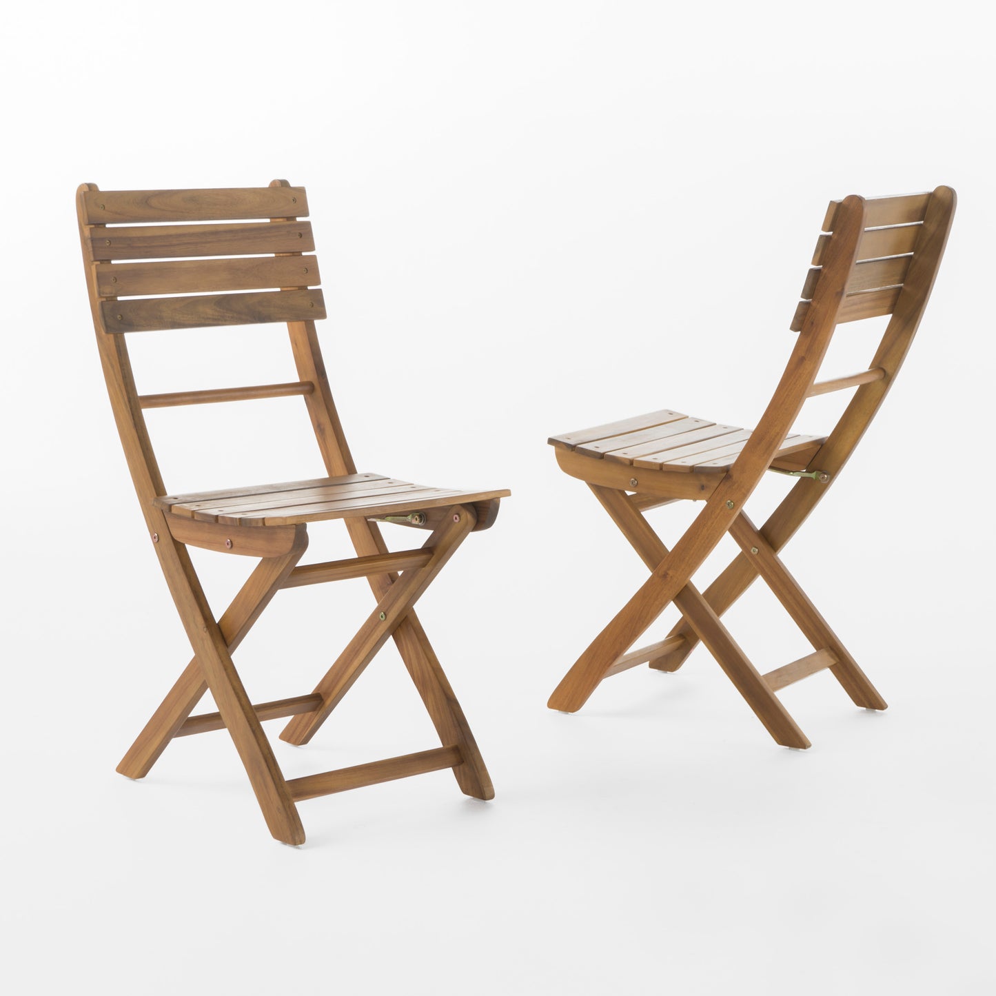 Outdoor Acacia Wood Folding Dining Chair Set - Natural Finish