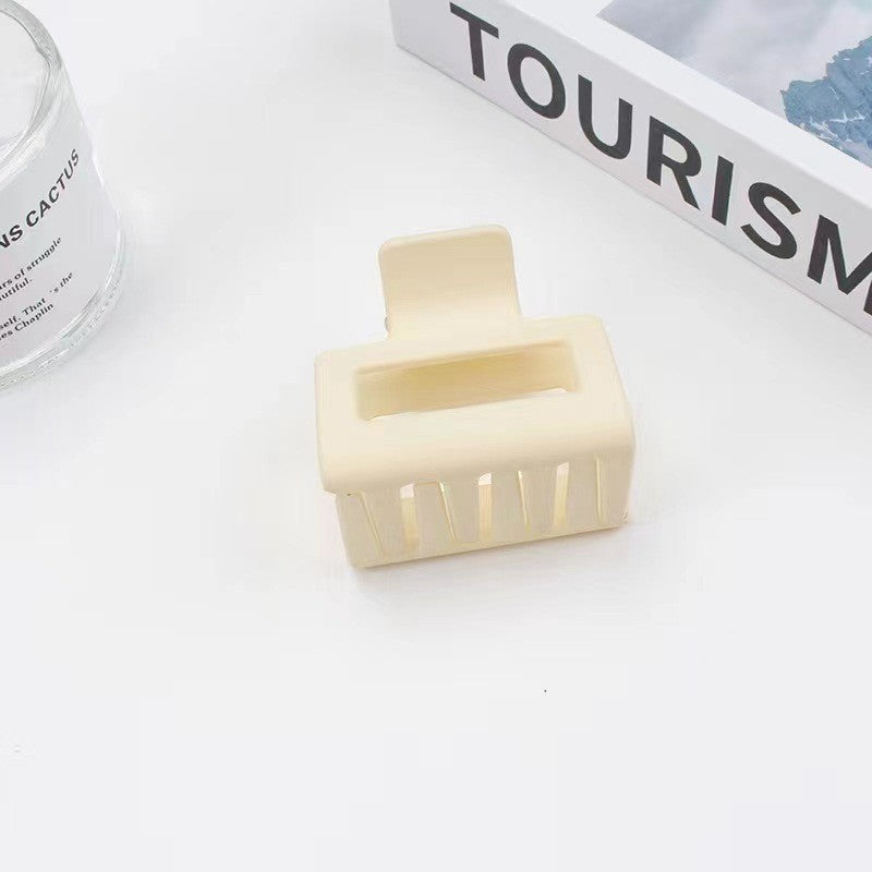 Square Matte Rubber Hair Clips - Korean Style, Black & Cream
