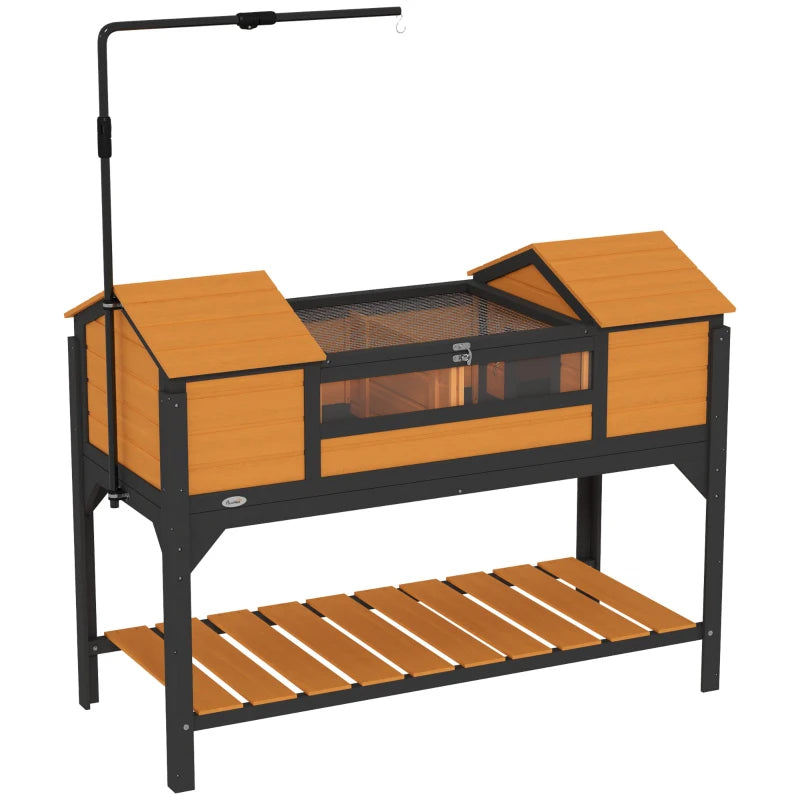 Pet Tortoise Enclosure with Adjustable Lamp Holder and Storage Shelf - Wooden Habitat for Reptiles