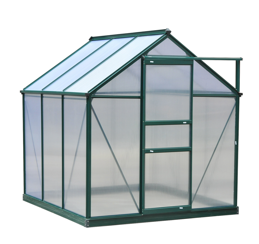 Portable Greenhouse 6x6x7 ft Aluminum Polycarbonate Garden Greenhouse with Rooftop Vent