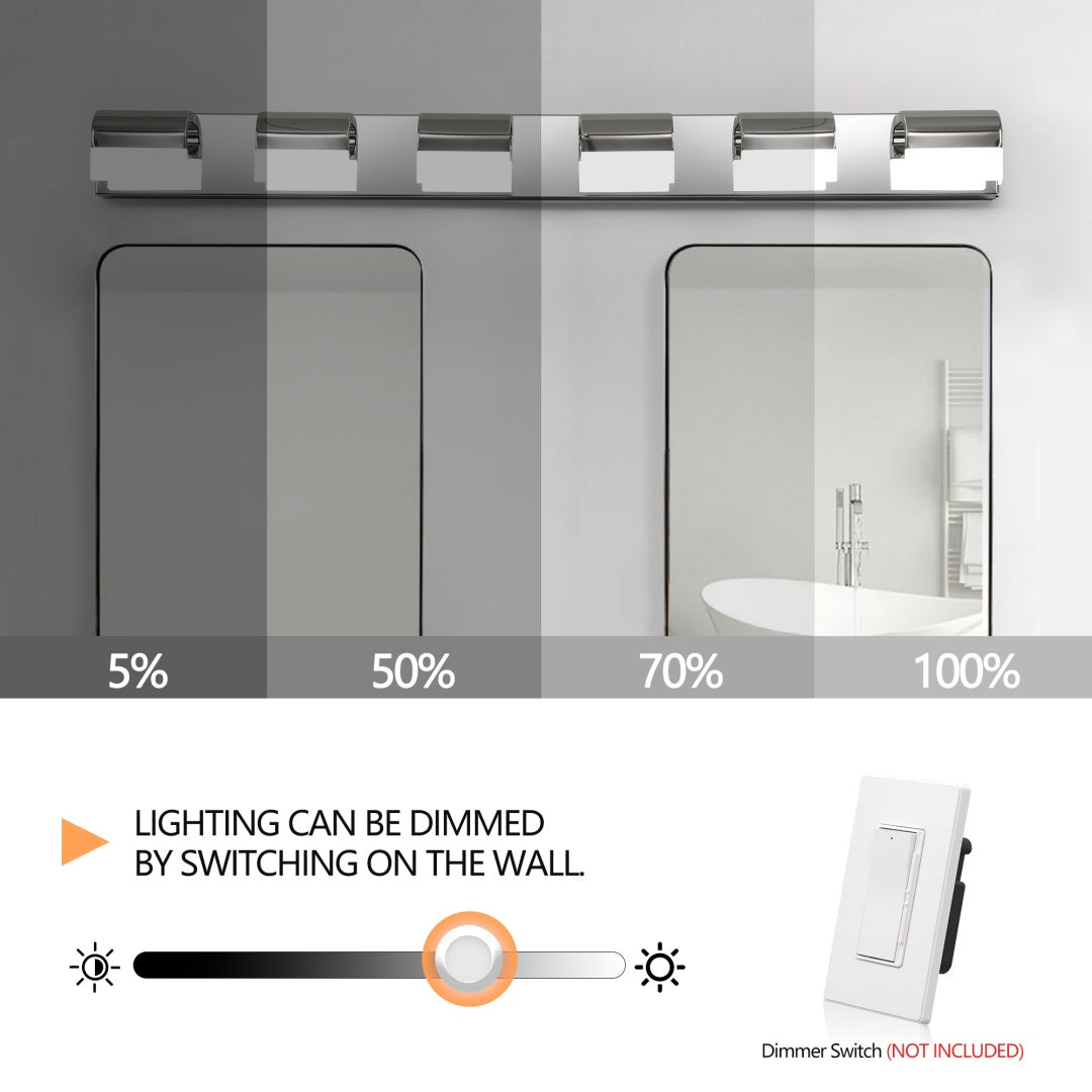 6-Light Modern Bathroom Vanity Light - LED Over Mirror Fixture