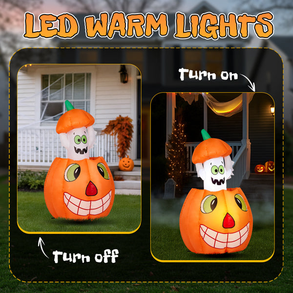 2.8FT Inflatable Animated Pumpkin Ghost with LED Lights
