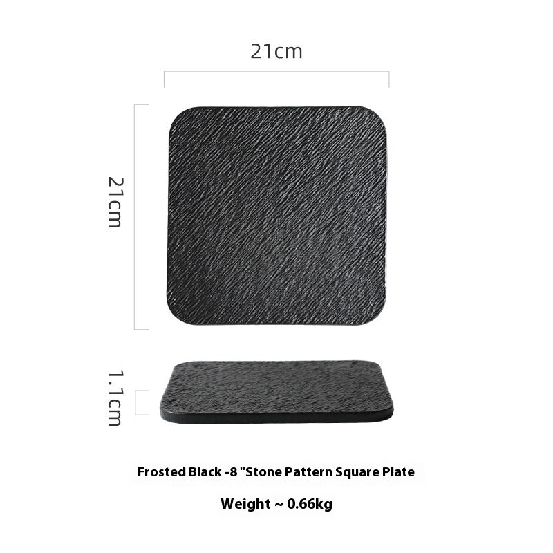 Ceramic Flat Plate Set - Nordic Style Rock Pattern Kitchen Dishware