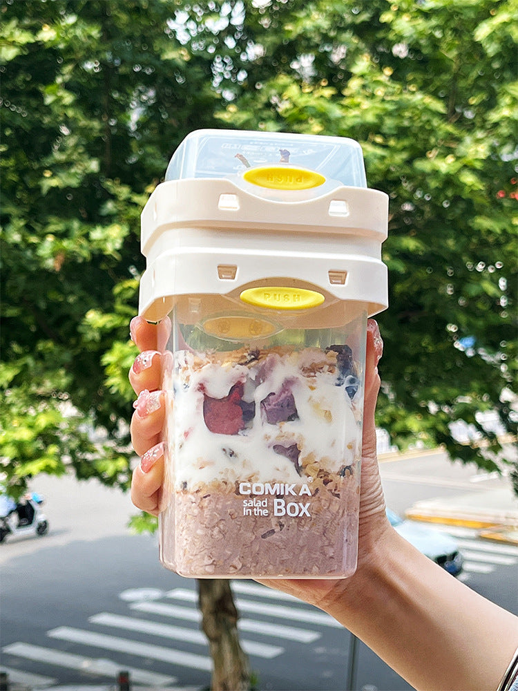 Portable Double-Layer Salad Cup with Capacity 501-600ml - Light Food & Yogurt Container