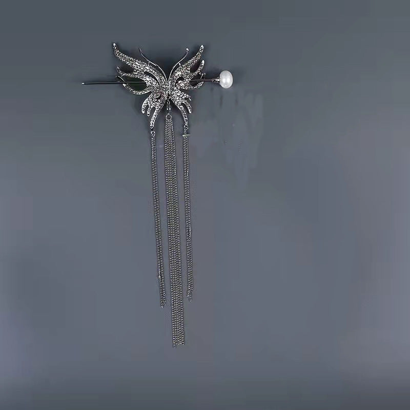 Butterfly Tassel Hairpin Alloy Curling Hair Clip