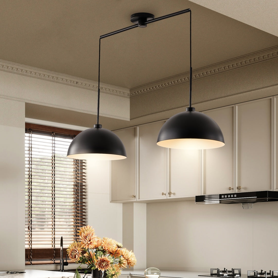 Industrial Modern Double Pendant Light - Adjustable Black Ceiling Lamp