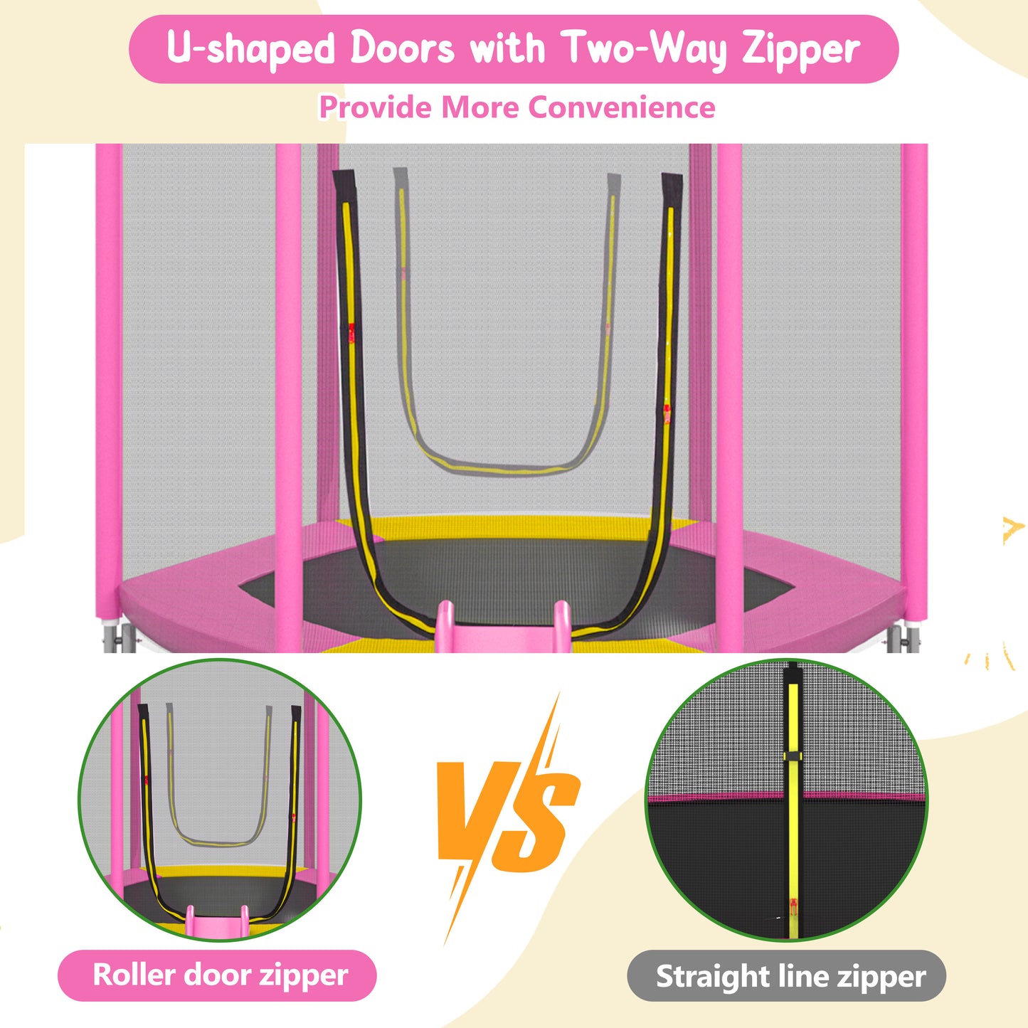 7FT Trampoline For Kids With Safety Enclosure Net, Slide And Ladder,