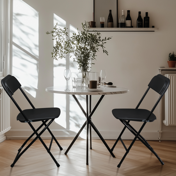 6-Pack Folding Plastic Garden Chairs - Heavy-Duty, Black
