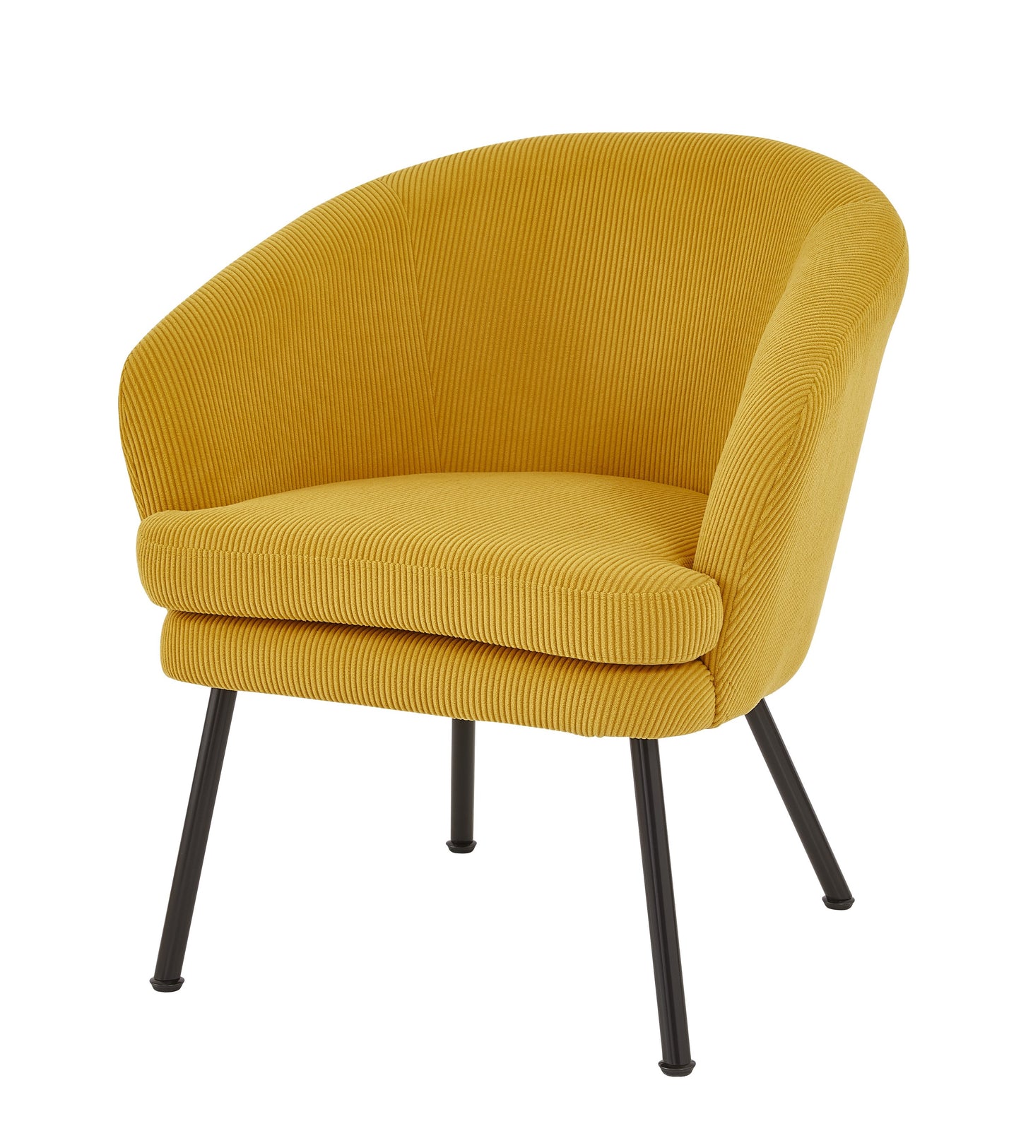 Corduroy Accent Chair With Black Metal Legs, Modern Upholstered