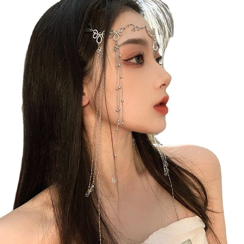 Water Drop Hairpin with Tassel - Silver Fashion Hair Accessory for Women