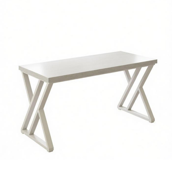 Industrial Writing Desk with Rustic Wood Top and Z-Shaped Legs