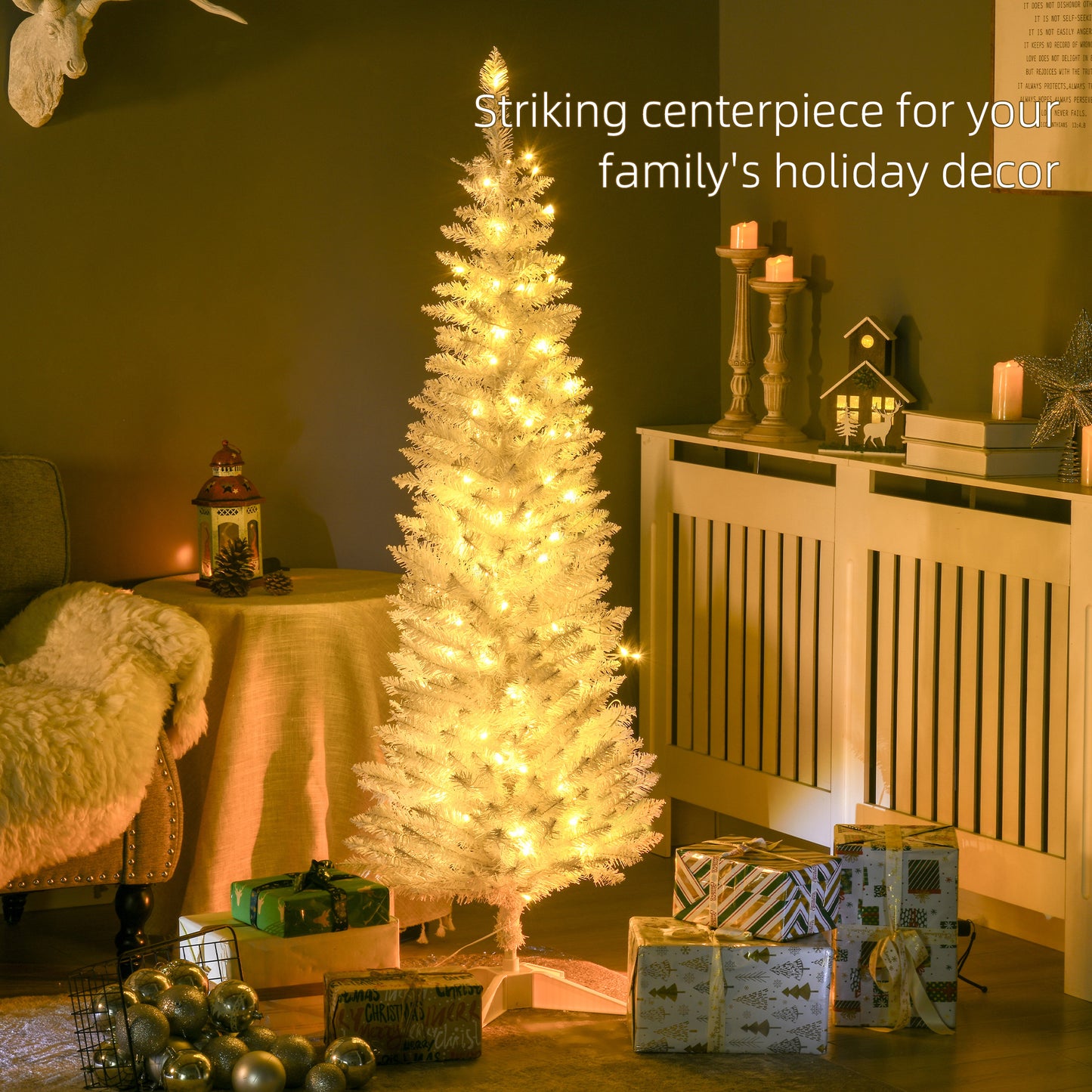 5ft Slim White Pencil Christmas Tree with Warm White LED Lights