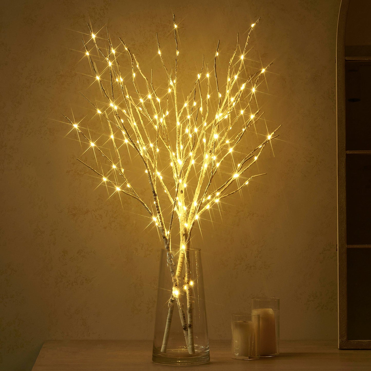LED Birch Branch Ambient Light - 100 LED Beads, Adjustable Brightness