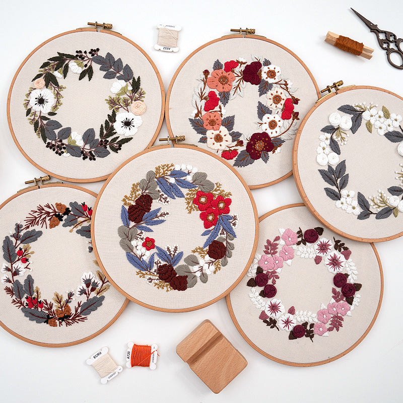 Embroidery Craft Kit with Patterns Thread Needle & Fabric - DIY Textile Art