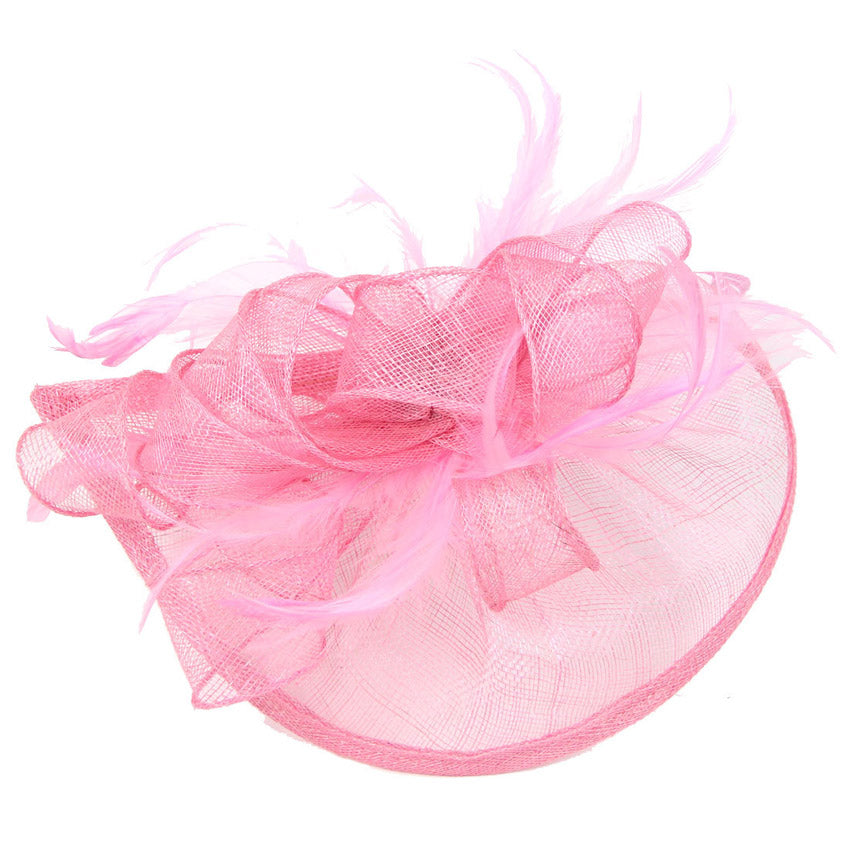 Bridal Feather Hairpin with Hemp Yarn Net and Flower Design – Wedding Hair Accessory