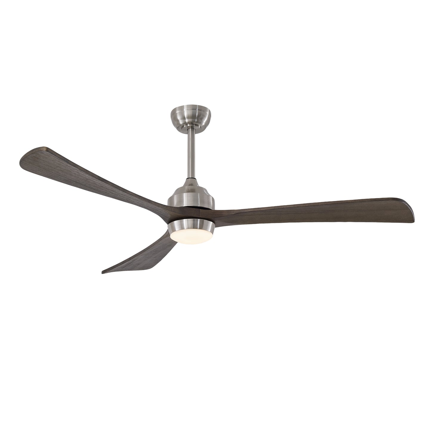 62" Solid Wood Blades Ceiling Fan with Lights & Remote Control - Nickel