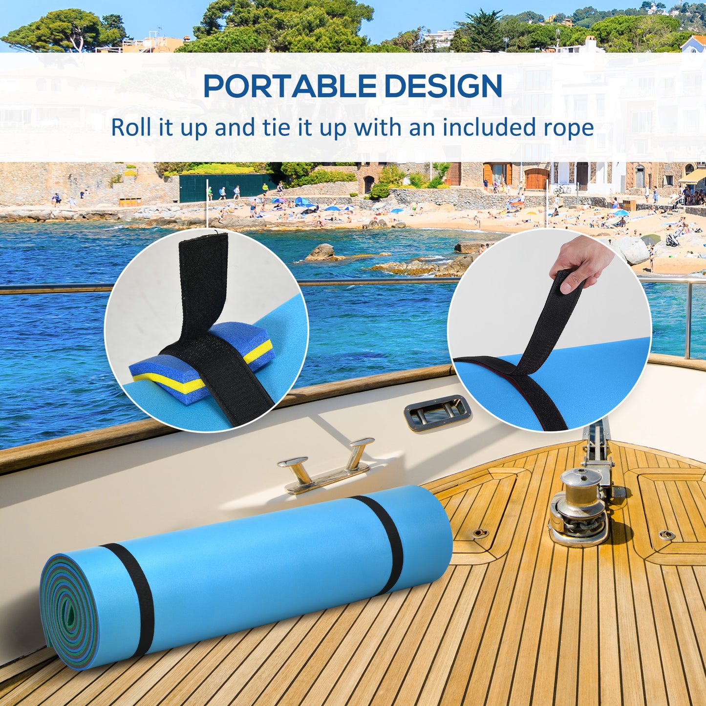 12' x 5' Floating Water Mat with Cup Holder for 2-3 People - Green