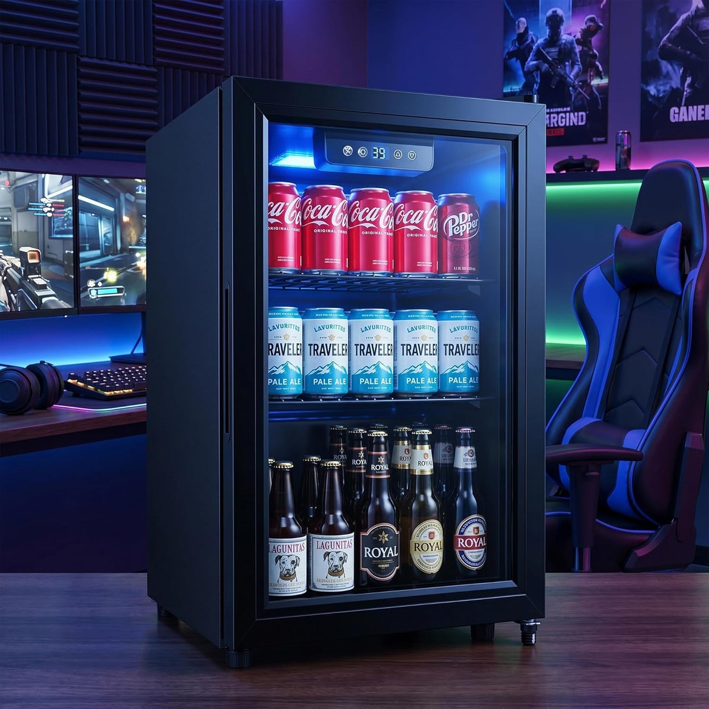 1.8 Cu Ft Beverage Refrigerator, 70 Can Mini Fridge With Glass Door,