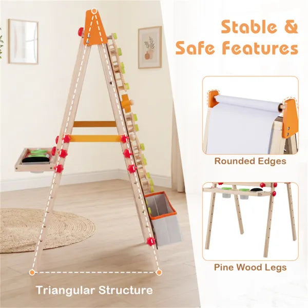 4-in-1 Kids Art Easel with Adjustable Height & Paper Roll