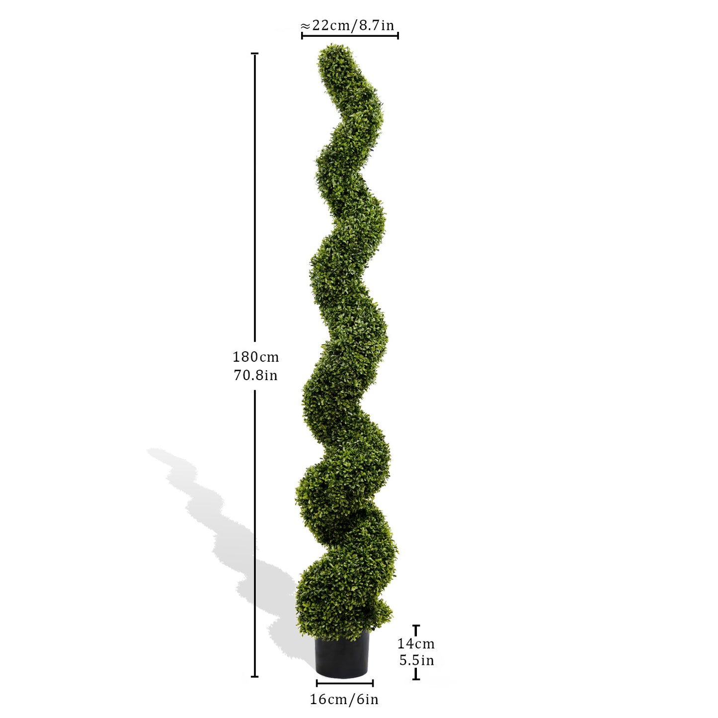 6FT Artificial Spiral Boxwood Topiary Trees - Green, 2pcs Set